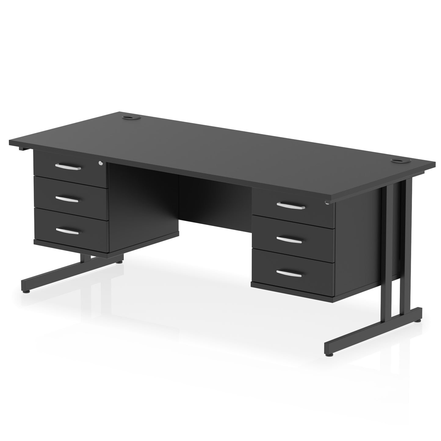 Impulse Cantilever Straight Desk With Two Fixed Pedestal - 1800mm - Multiple Colour Options