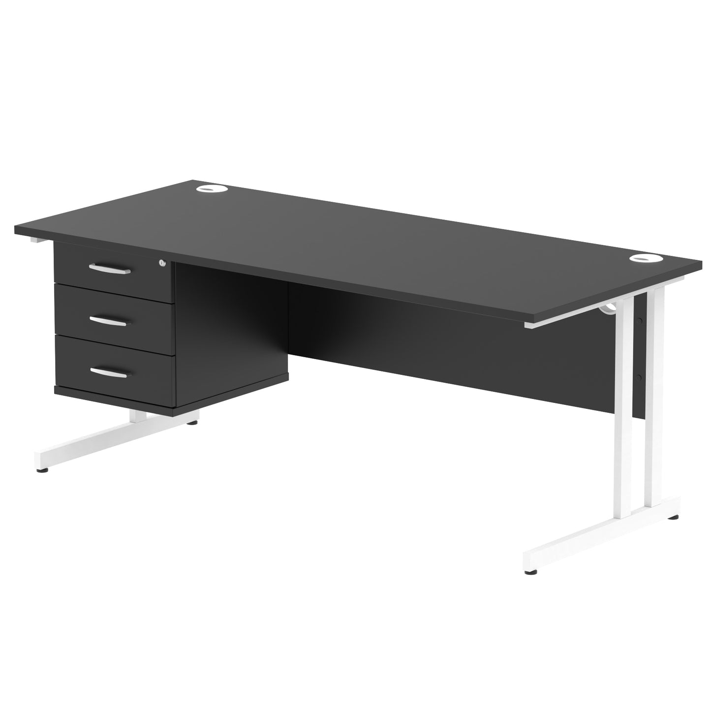 Impulse Cantilever Straight Desk With Single Fixed Pedestal - 1800mm - Multiple Colour Options
