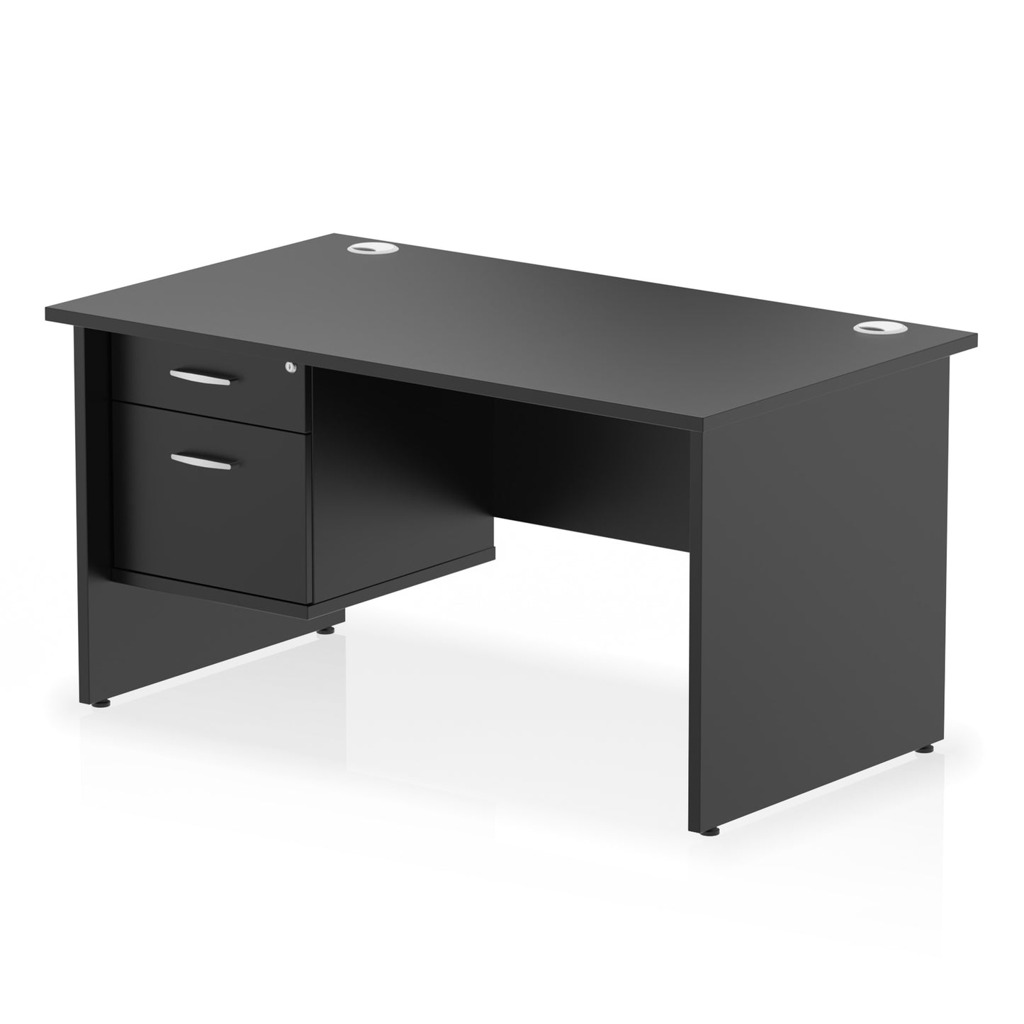 Impulse Panel End Straight Desk With Single Fixed Pedestal - 1400mm - Multiple Colour Options