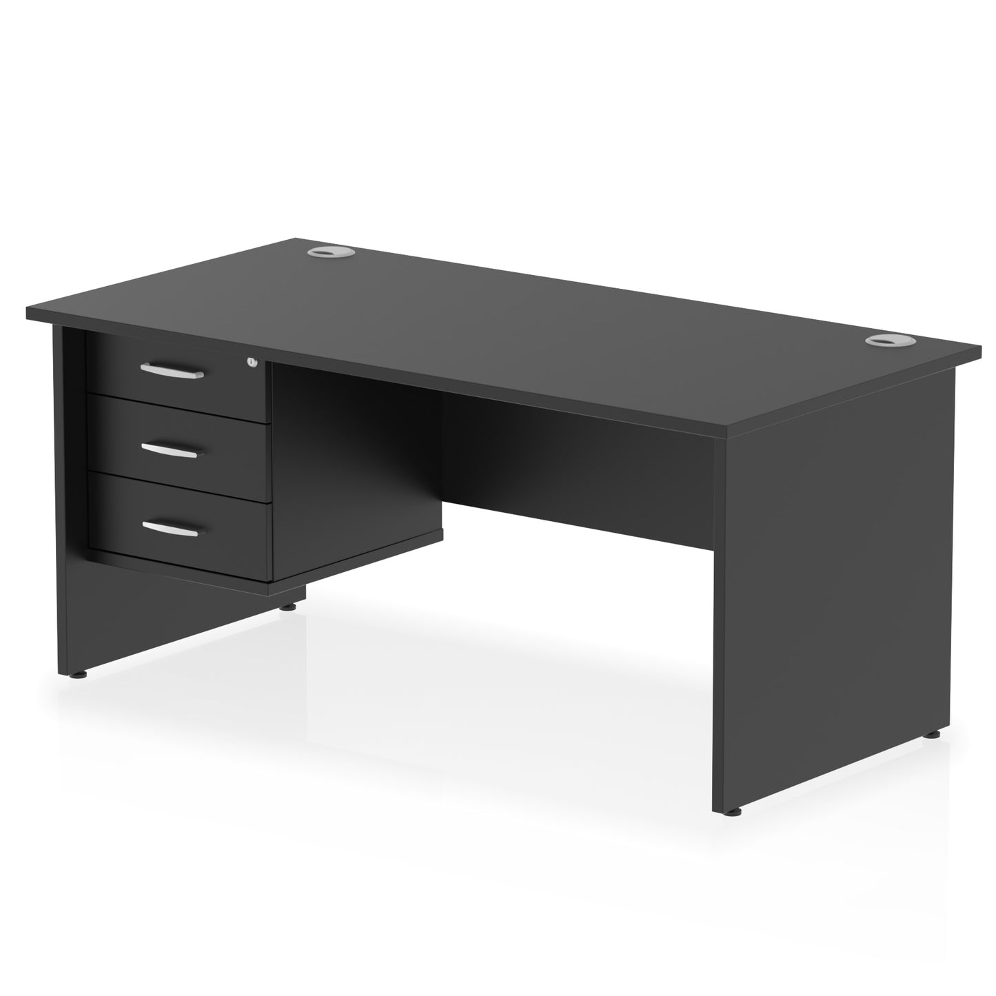 Impulse Panel End Straight Desk With Single Fixed Pedestal - 1600mm - Multiple Colour Options