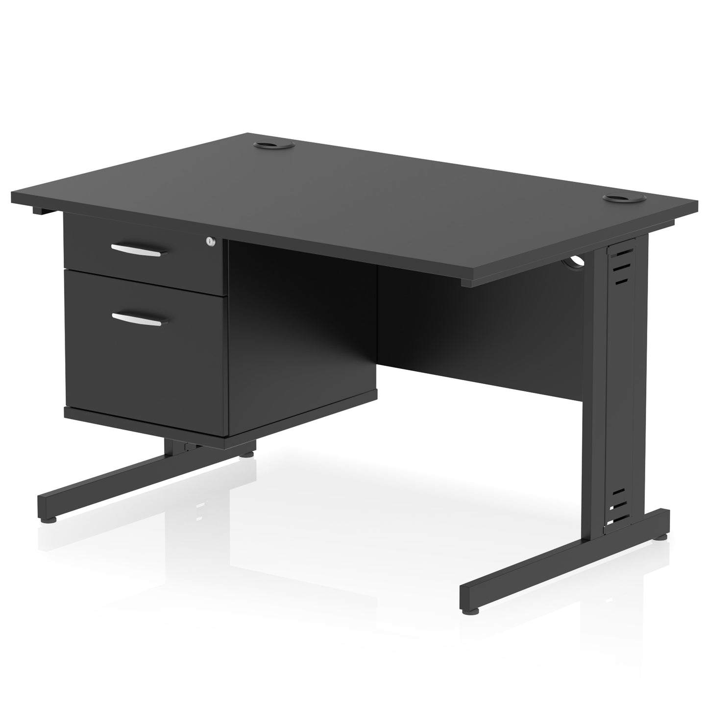 Impulse Cable Managed Straight Desk With Single Fixed Pedestal - 1200mm - Multiple Colour Options