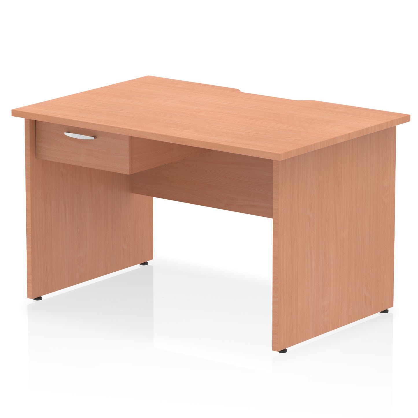 Impulse Scalloped Edge Panel End Straight Desk Frame With Single One Drawer Fixed Pedestal - 1200mm, 1400mm, 1600mm
