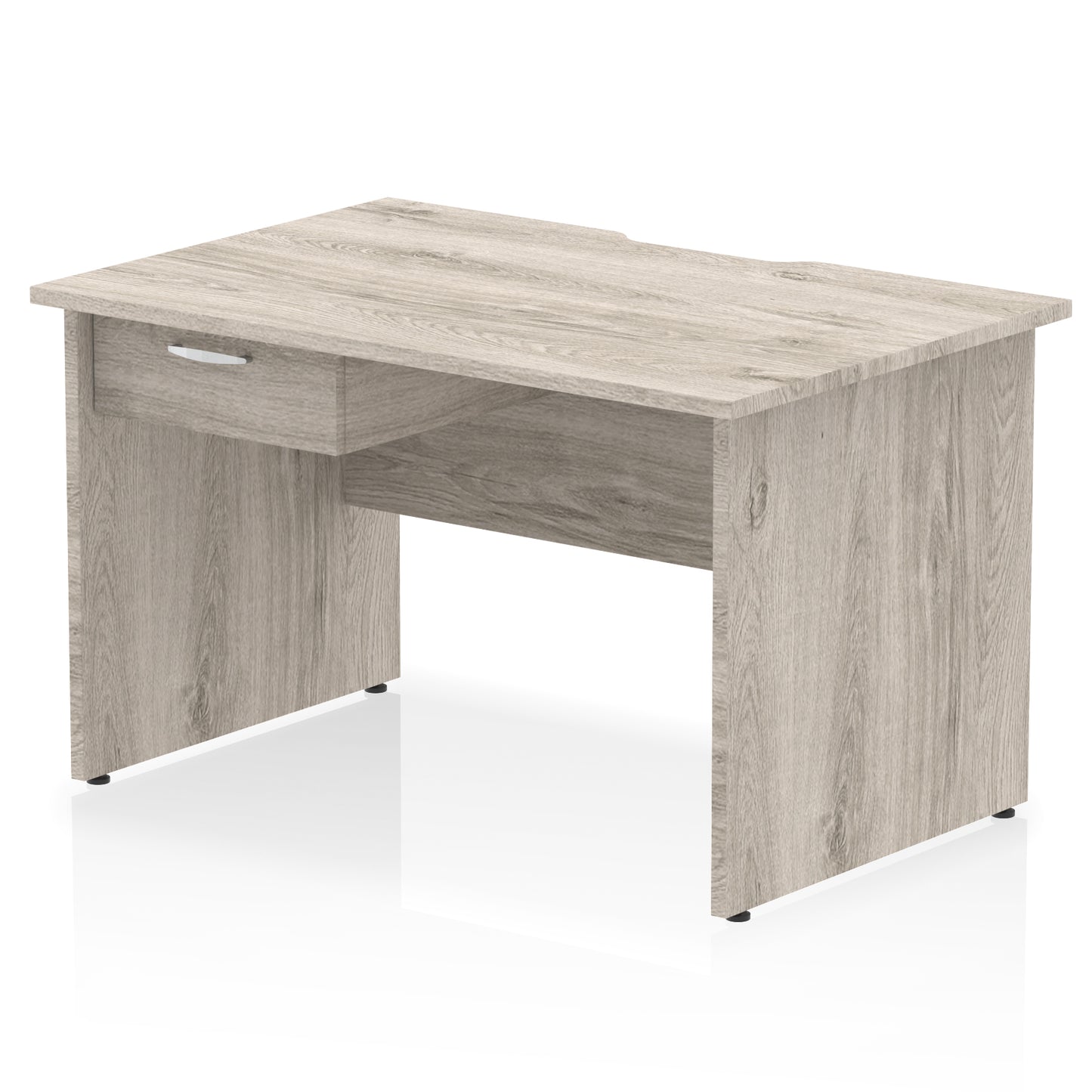 Impulse Scalloped Edge Panel End Straight Desk Frame With Single One Drawer Fixed Pedestal - 1200mm, 1400mm, 1600mm