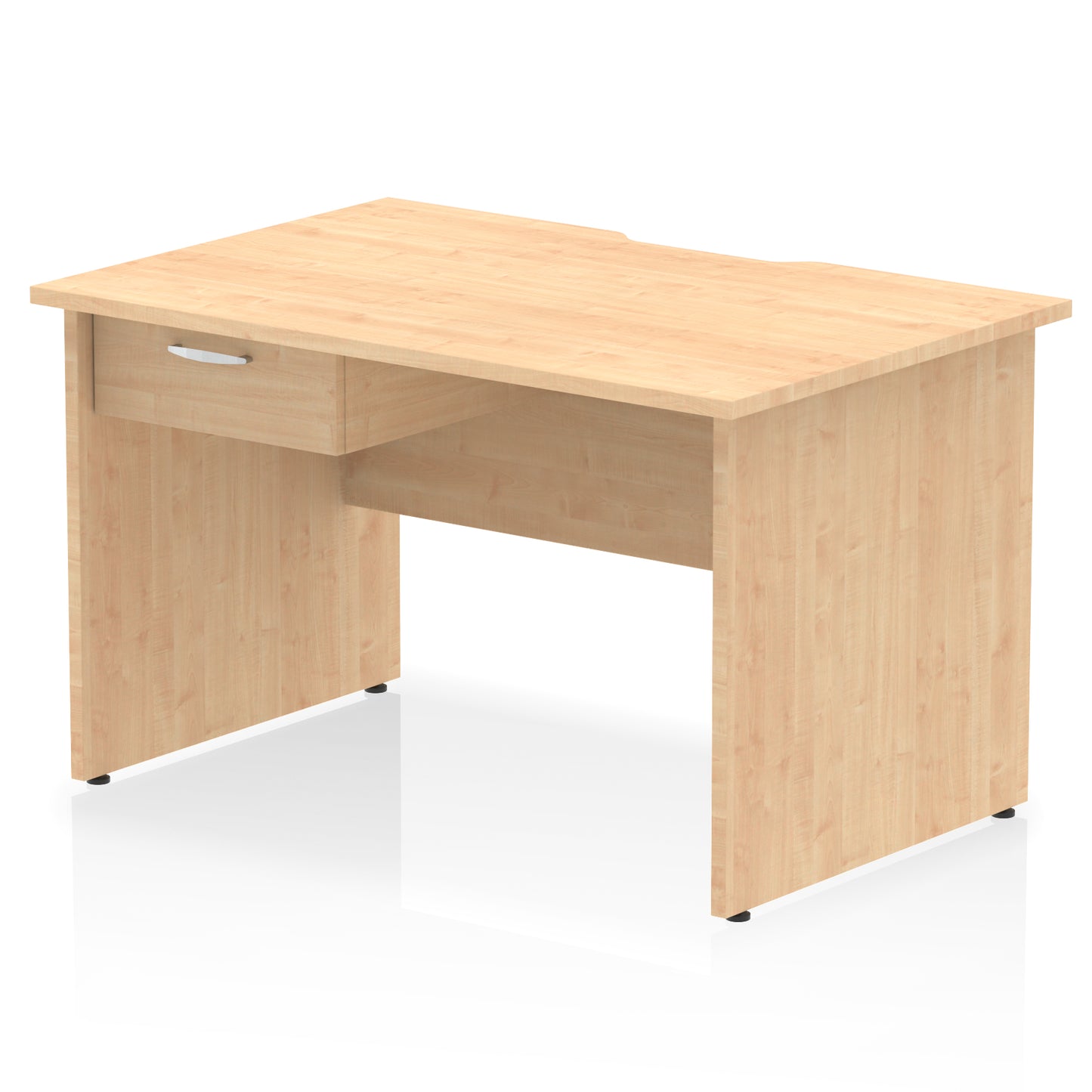 Impulse Scalloped Edge Panel End Straight Desk Frame With Single One Drawer Fixed Pedestal - 1200mm, 1400mm, 1600mm