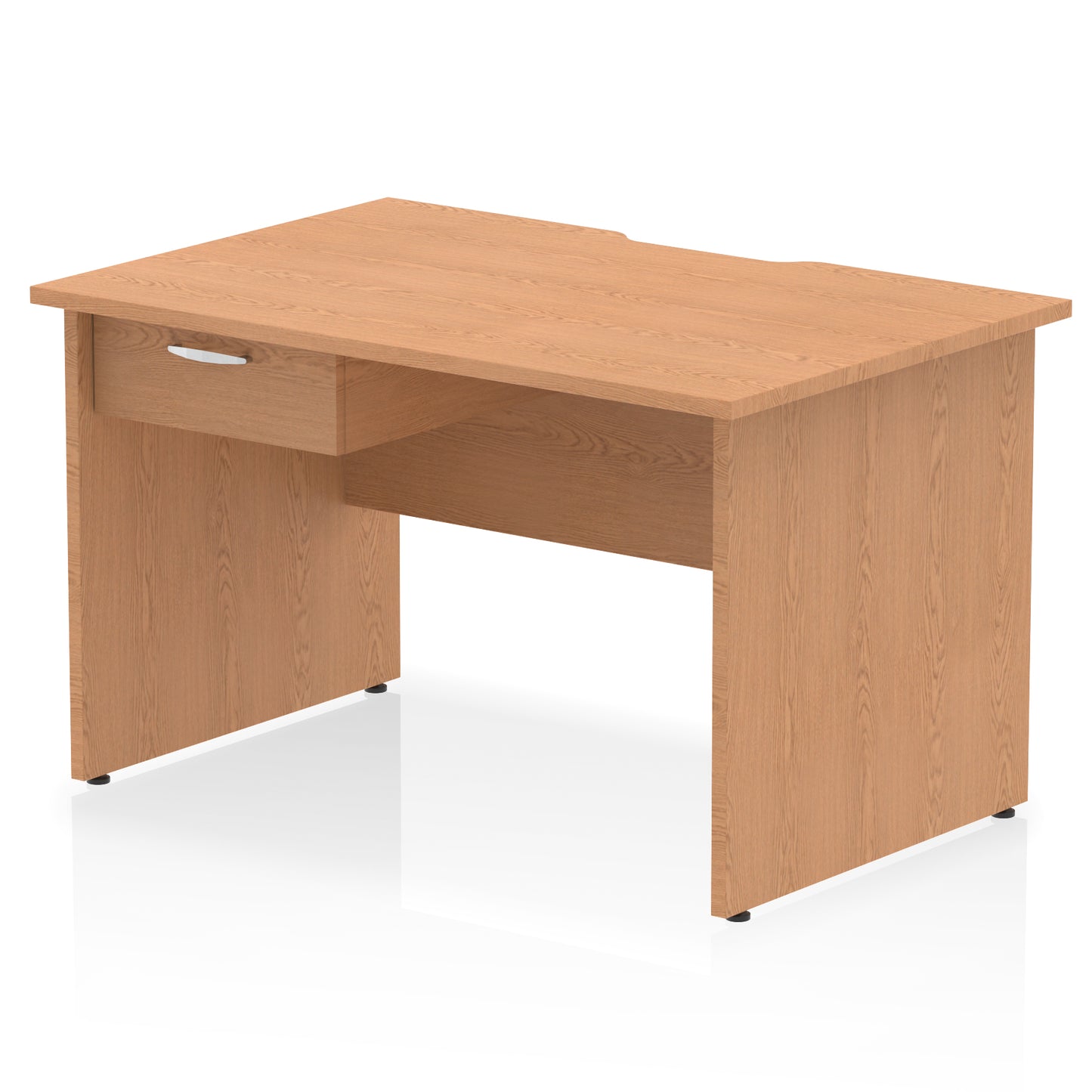 Impulse Scalloped Edge Panel End Straight Desk Frame With Single One Drawer Fixed Pedestal - 1200mm, 1400mm, 1600mm