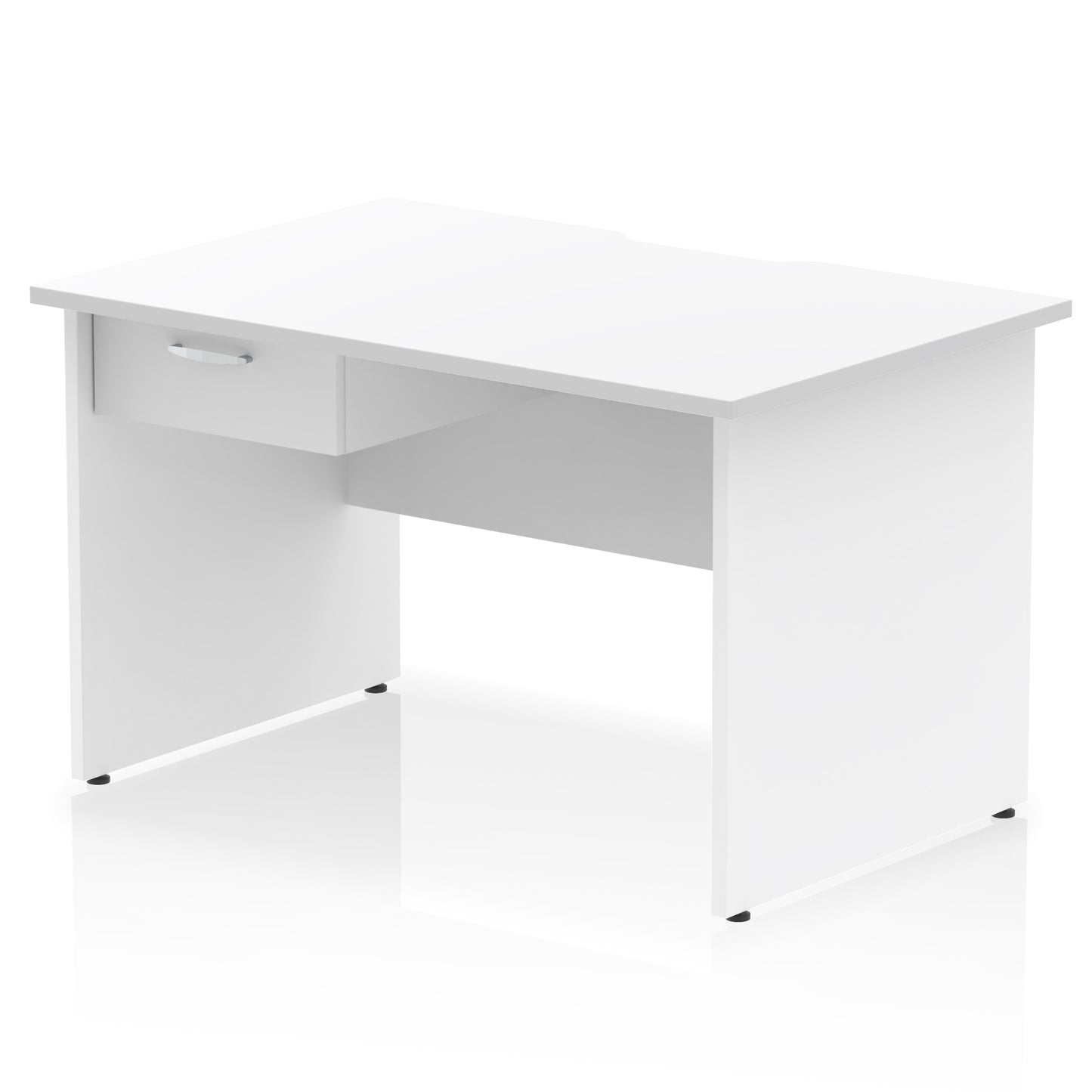Impulse Scalloped Edge Panel End Straight Desk Frame With Single One Drawer Fixed Pedestal - 1200mm, 1400mm, 1600mm
