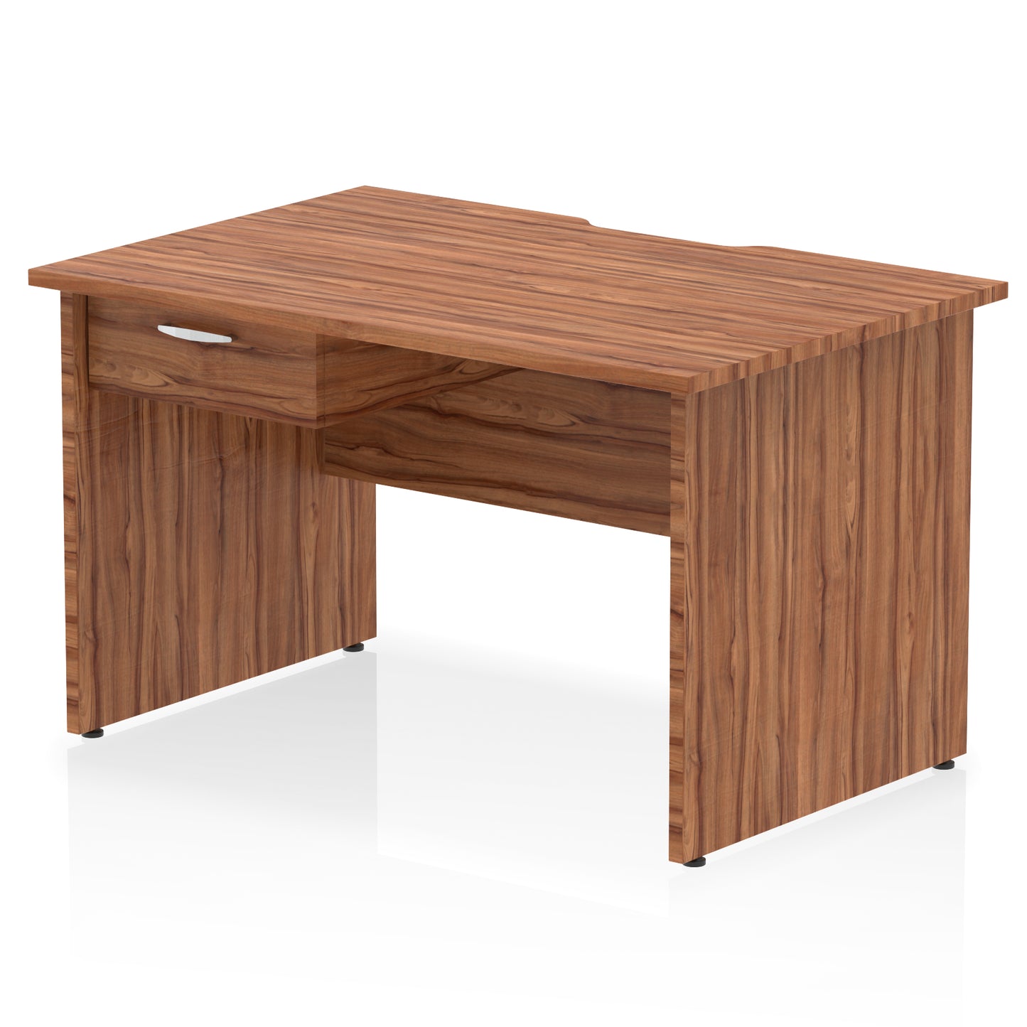 Impulse Scalloped Edge Panel End Straight Desk Frame With Single One Drawer Fixed Pedestal - 1200mm, 1400mm, 1600mm