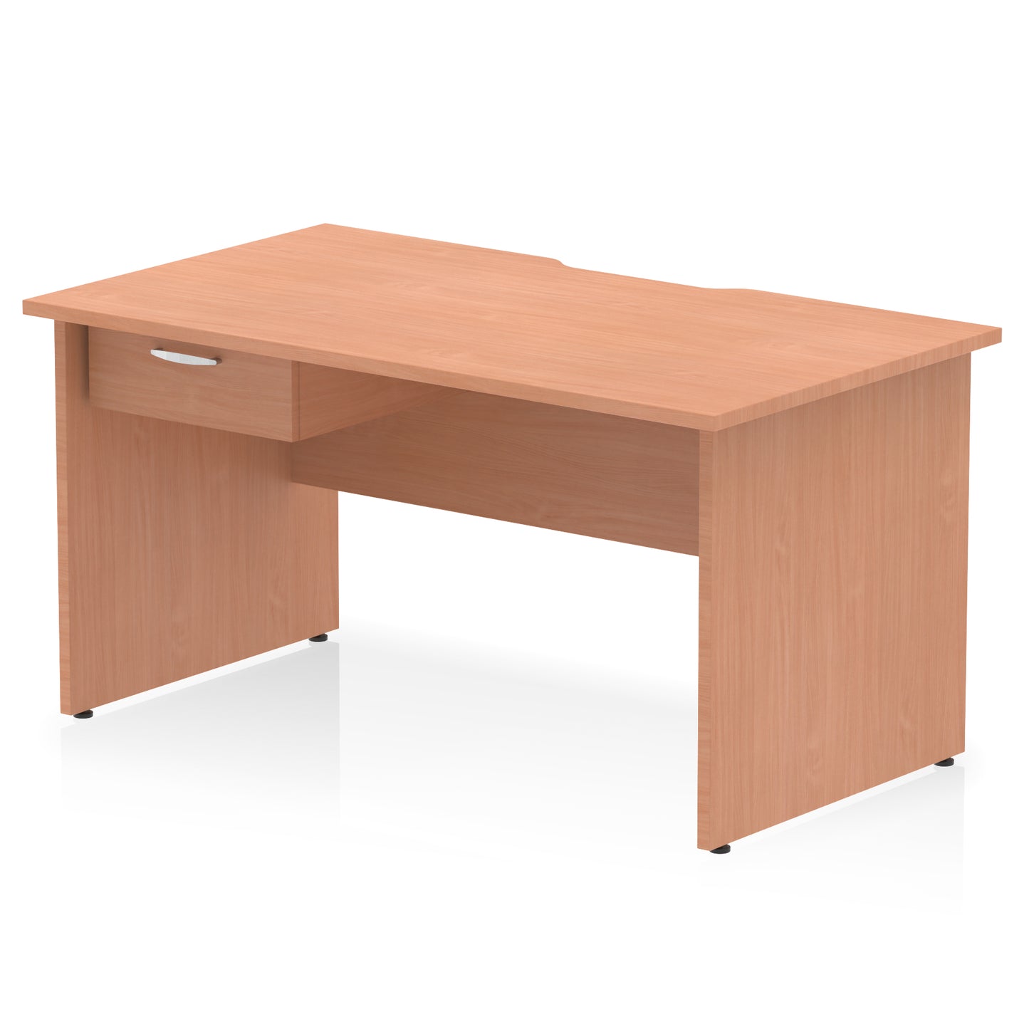 Impulse Scalloped Edge Panel End Straight Desk Frame With Single One Drawer Fixed Pedestal - 1200mm, 1400mm, 1600mm
