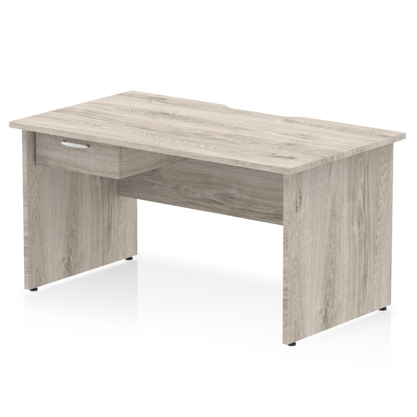 Impulse Scalloped Edge Panel End Straight Desk Frame With Single One Drawer Fixed Pedestal - 1200mm, 1400mm, 1600mm