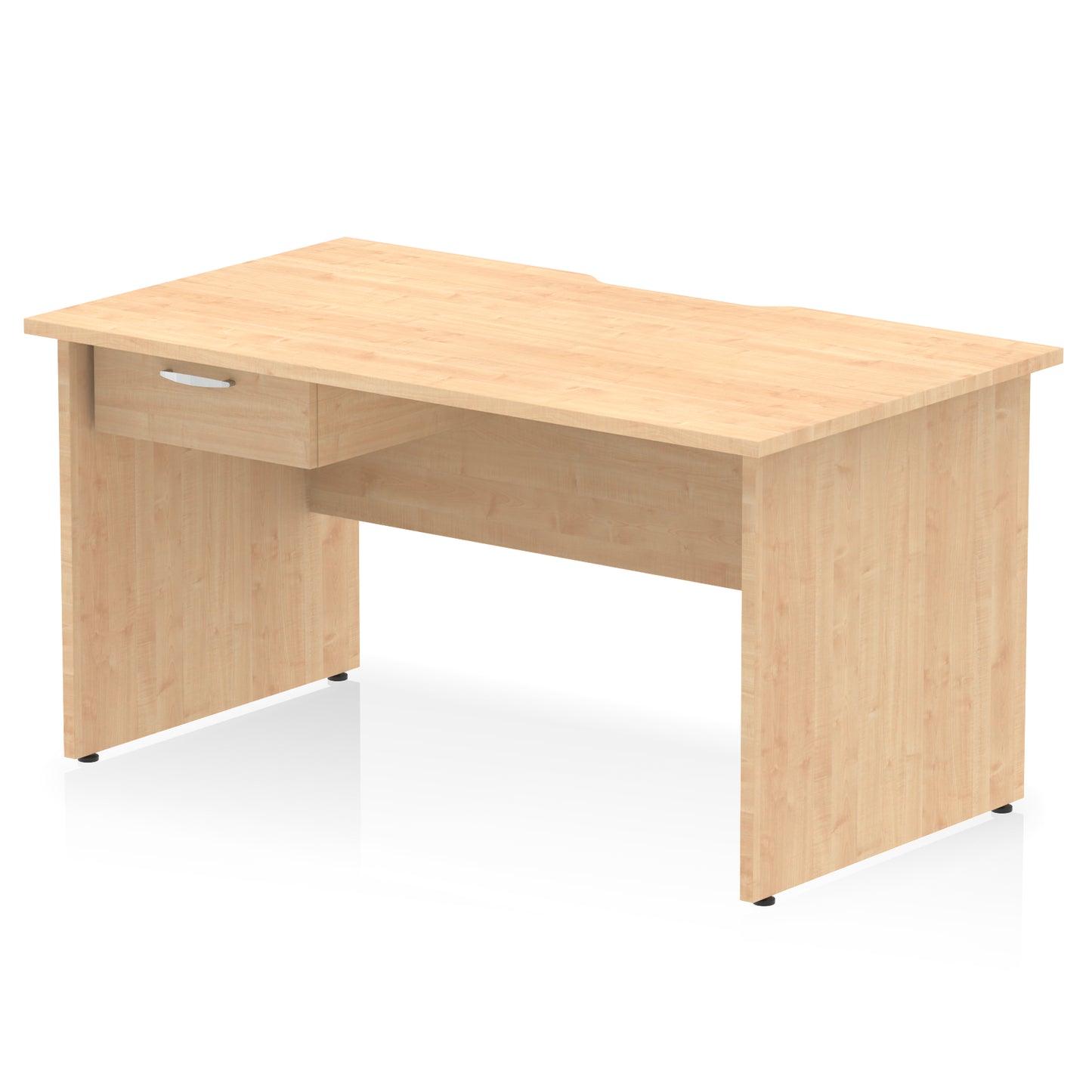 Impulse Scalloped Edge Panel End Straight Desk Frame With Single One Drawer Fixed Pedestal - 1200mm, 1400mm, 1600mm