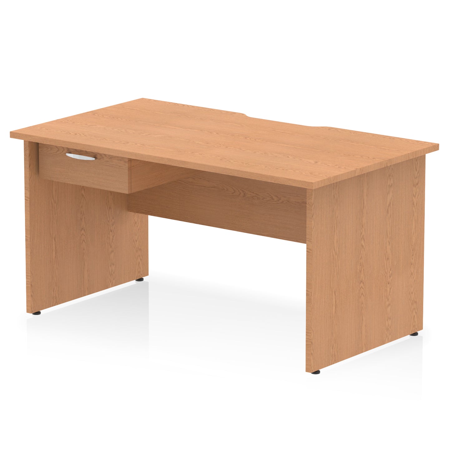 Impulse Scalloped Edge Panel End Straight Desk Frame With Single One Drawer Fixed Pedestal - 1200mm, 1400mm, 1600mm