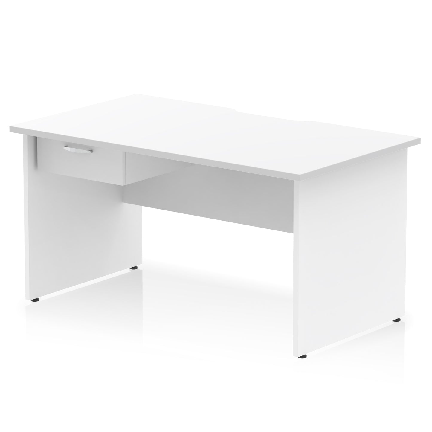 Impulse Scalloped Edge Panel End Straight Desk Frame With Single One Drawer Fixed Pedestal - 1200mm, 1400mm, 1600mm