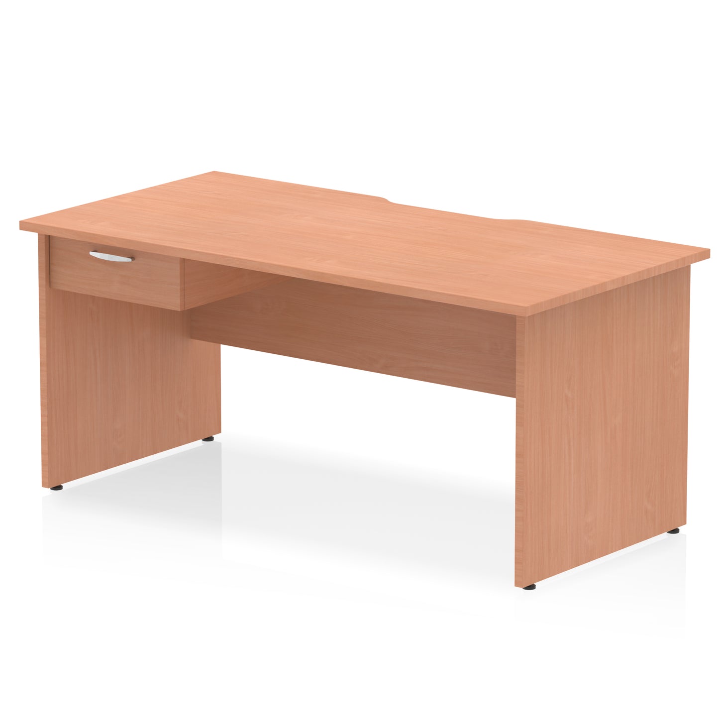 Impulse Scalloped Edge Panel End Straight Desk Frame With Single One Drawer Fixed Pedestal - 1200mm, 1400mm, 1600mm