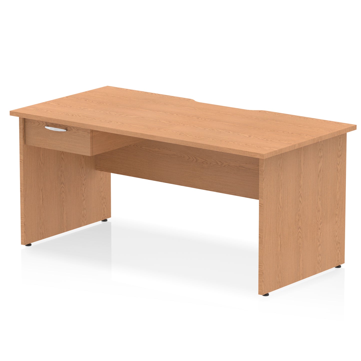 Impulse Scalloped Edge Panel End Straight Desk Frame With Single One Drawer Fixed Pedestal - 1200mm, 1400mm, 1600mm