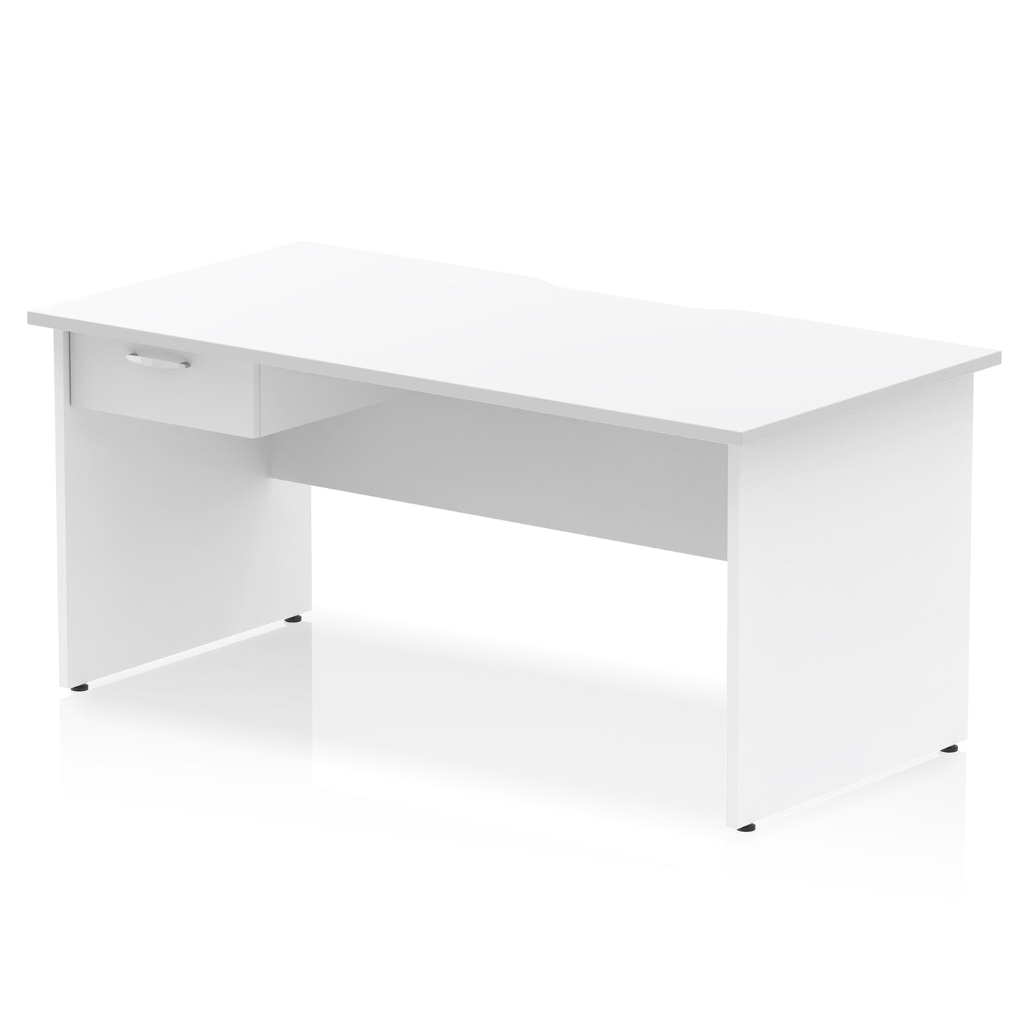 Impulse Scalloped Edge Panel End Straight Desk Frame With Single One Drawer Fixed Pedestal - 1200mm, 1400mm, 1600mm