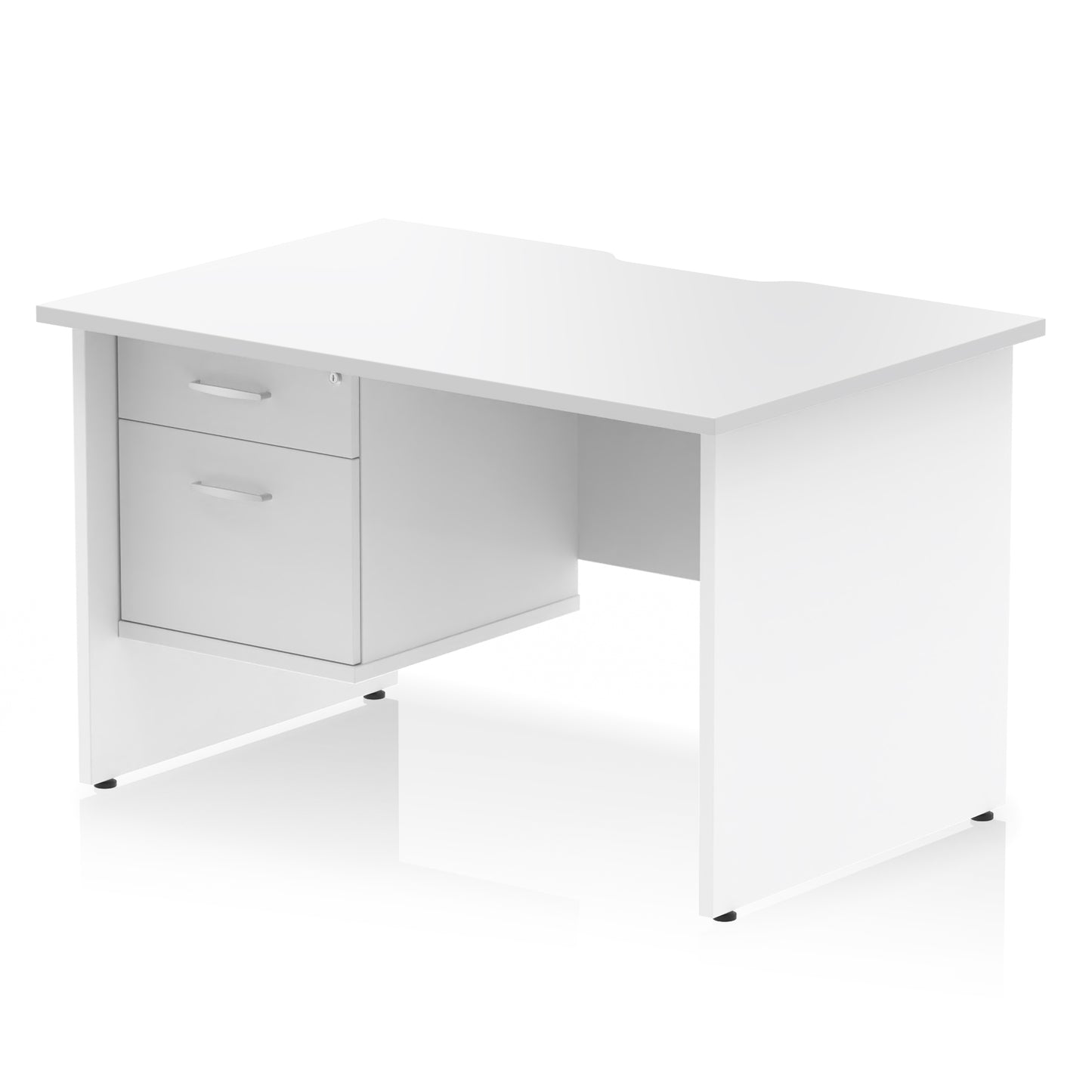 Impulse Scalloped Edge Panel End Straight Desk With Single Fixed Pedestal - 1200mm - Multiple Colour Options