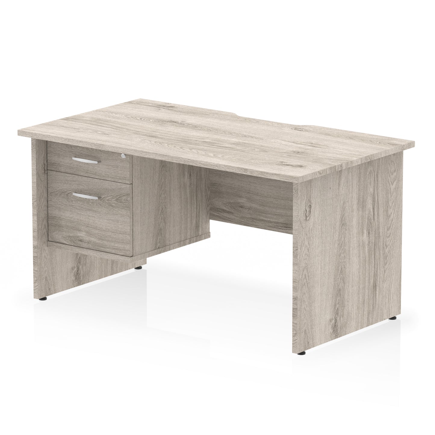Impulse Scalloped Edge Panel End Straight Desk With Single Fixed Pedestal - 1400mm - Multiple Colour Options