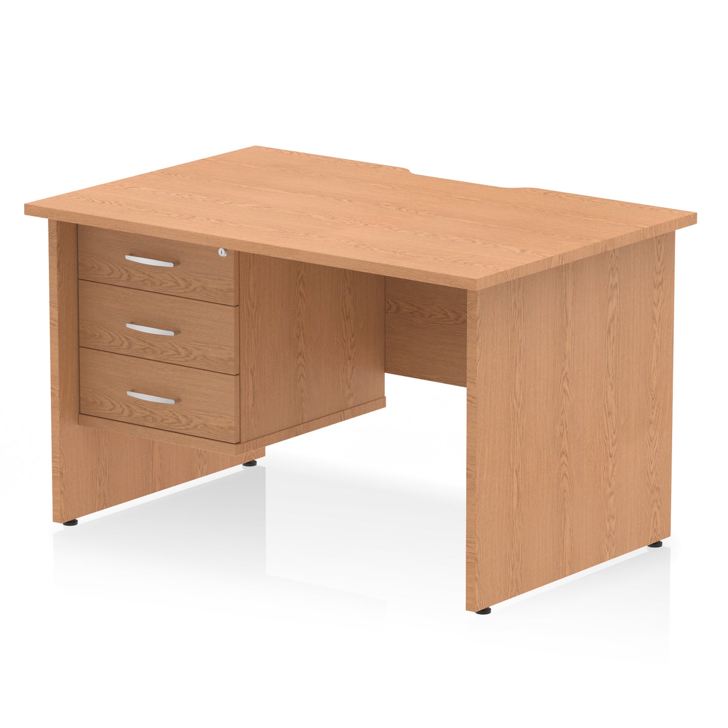 Impulse Scalloped Edge Panel End Straight Desk With Single Fixed Pedestal - 1200mm - Multiple Colour Options