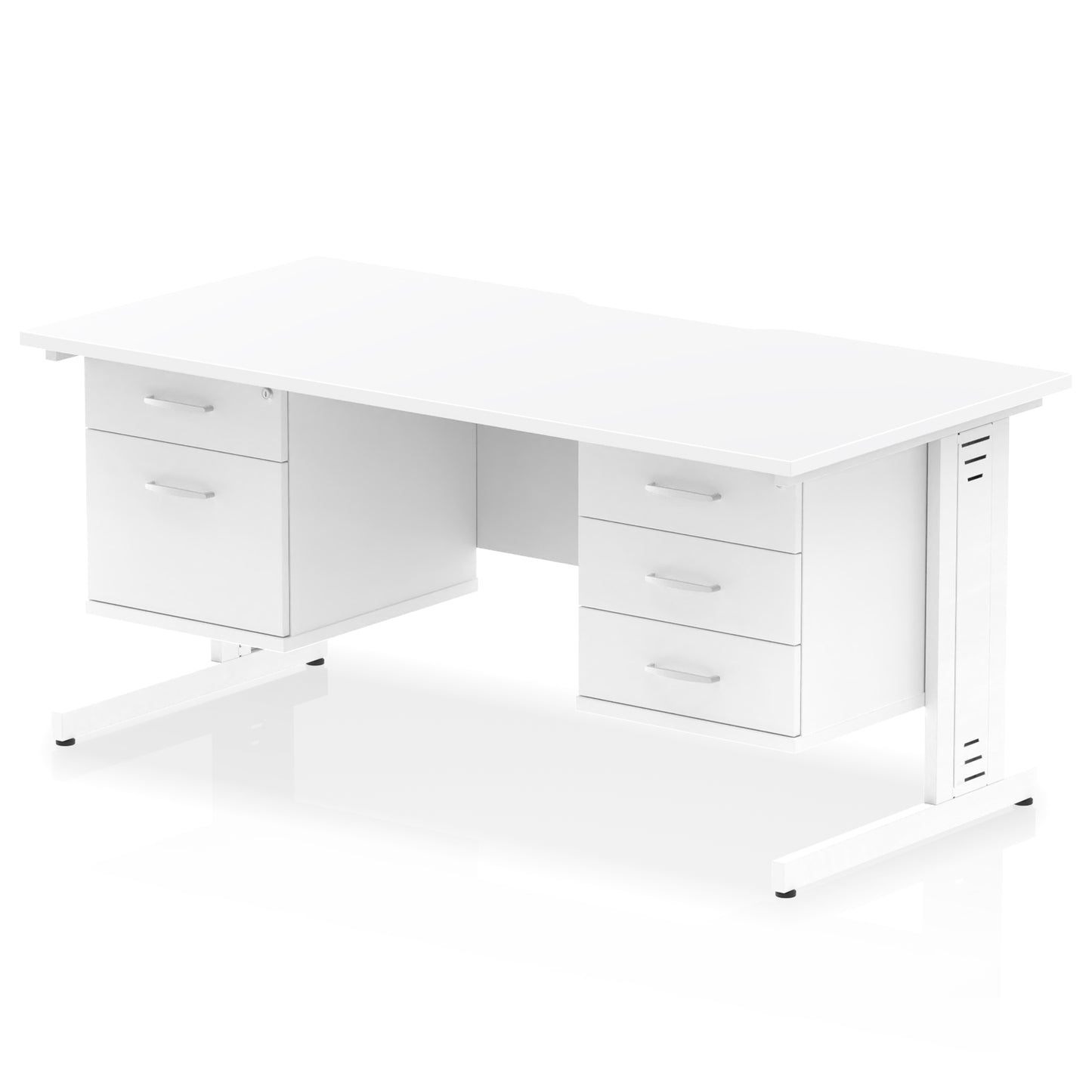 Impulse Scalloped Edge Cable Managed Straight Desk With Two Fixed Pedestal - 1600mm - Multiple Colour Options