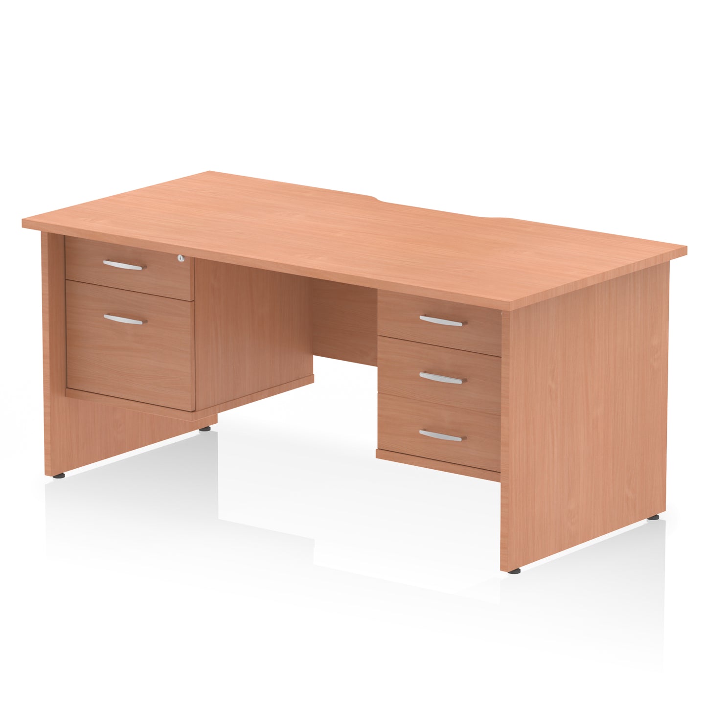 Impulse Scalloped Edge Panel End Straight Desk With Two Fixed Pedestal - 1600mm - Multiple Colour Options