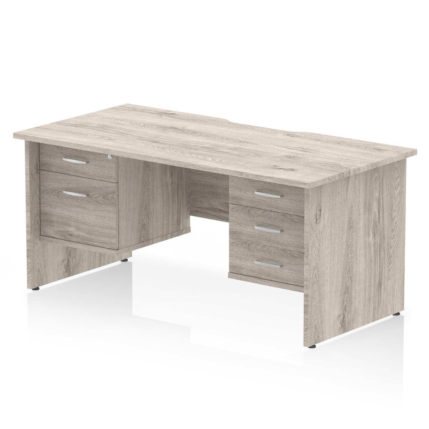 Impulse Scalloped Edge Panel End Straight Desk With Two Fixed Pedestal - 1600mm - Multiple Colour Options