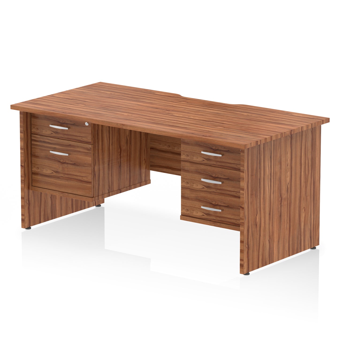 Impulse Scalloped Edge Panel End Straight Desk With Two Fixed Pedestal - 1600mm - Multiple Colour Options