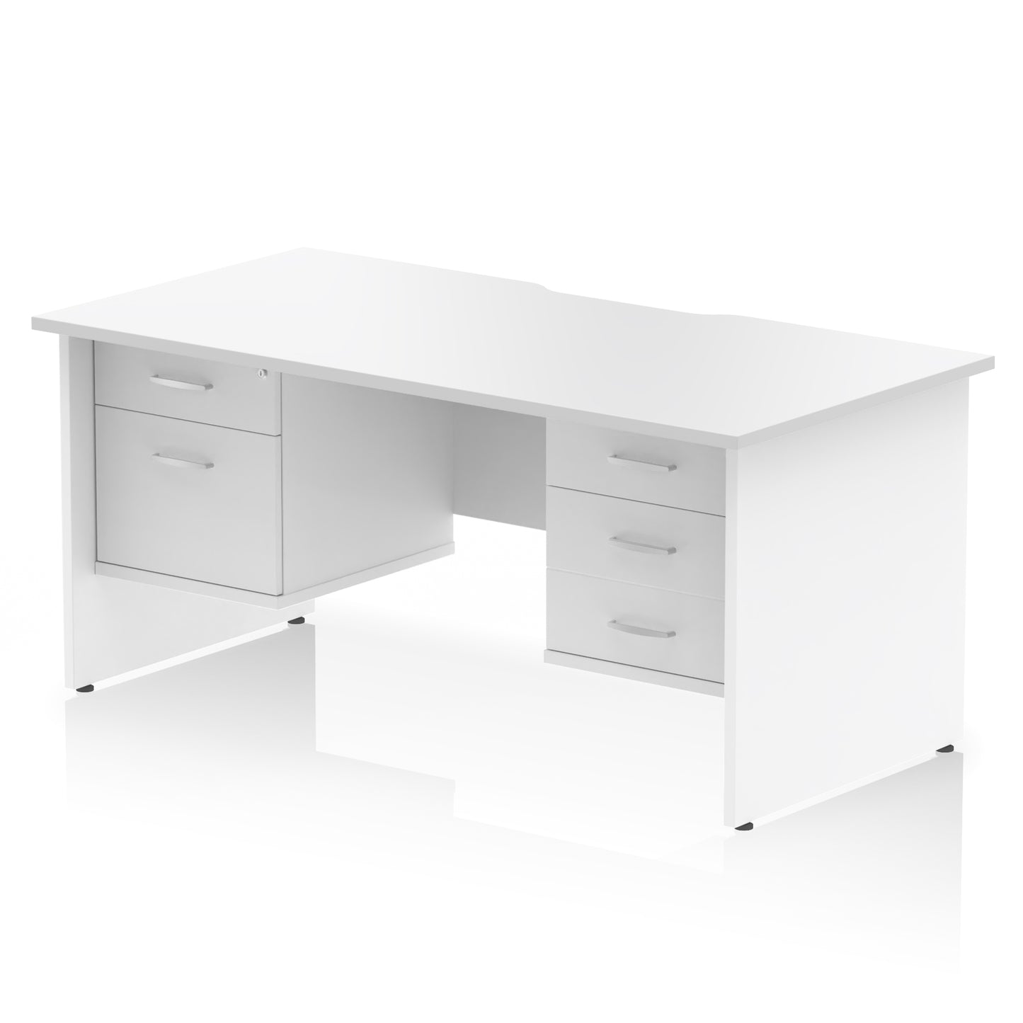 Impulse Scalloped Edge Panel End Straight Desk With Two Fixed Pedestal - 1600mm - Multiple Colour Options