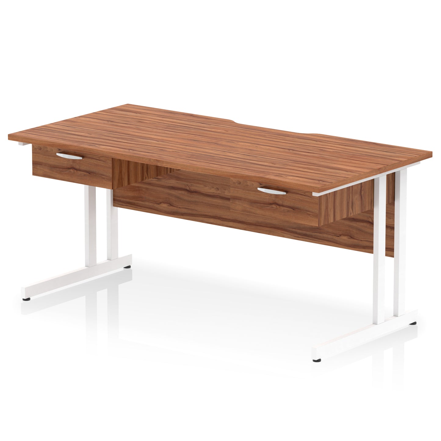 Impulse Scalloped Edge Cantilever Straight Desk With 2x One Drawer Fixed Pedestals - 1600mm - Multiple Colour Options