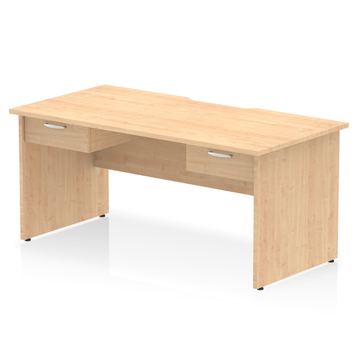 Impulse Scalloped Edge Panel End Straight Desk Frame With x2 One Drawer Fixed Pedestals - 1600mm