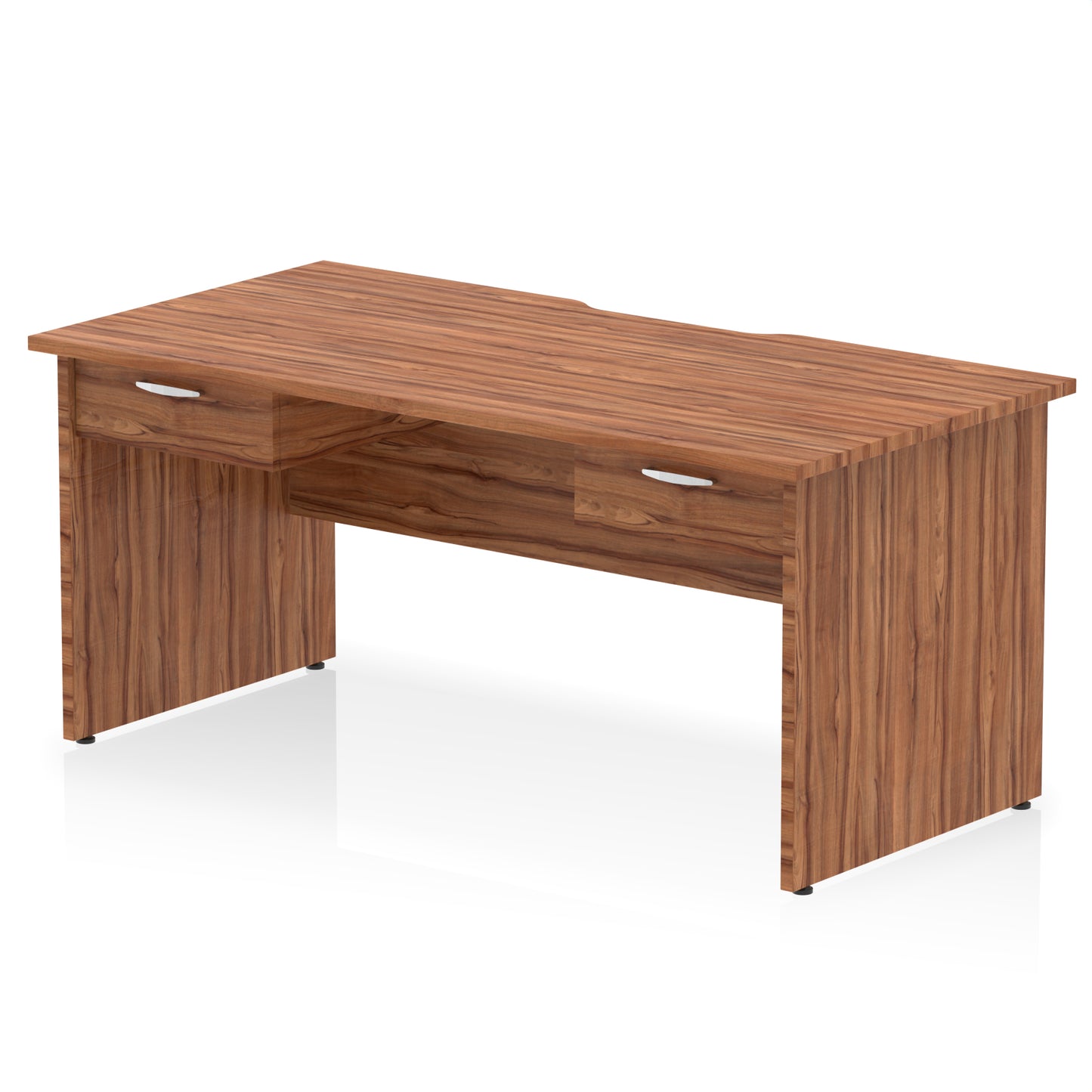 Impulse Scalloped Edge Panel End Straight Desk Frame With x2 One Drawer Fixed Pedestals - 1600mm