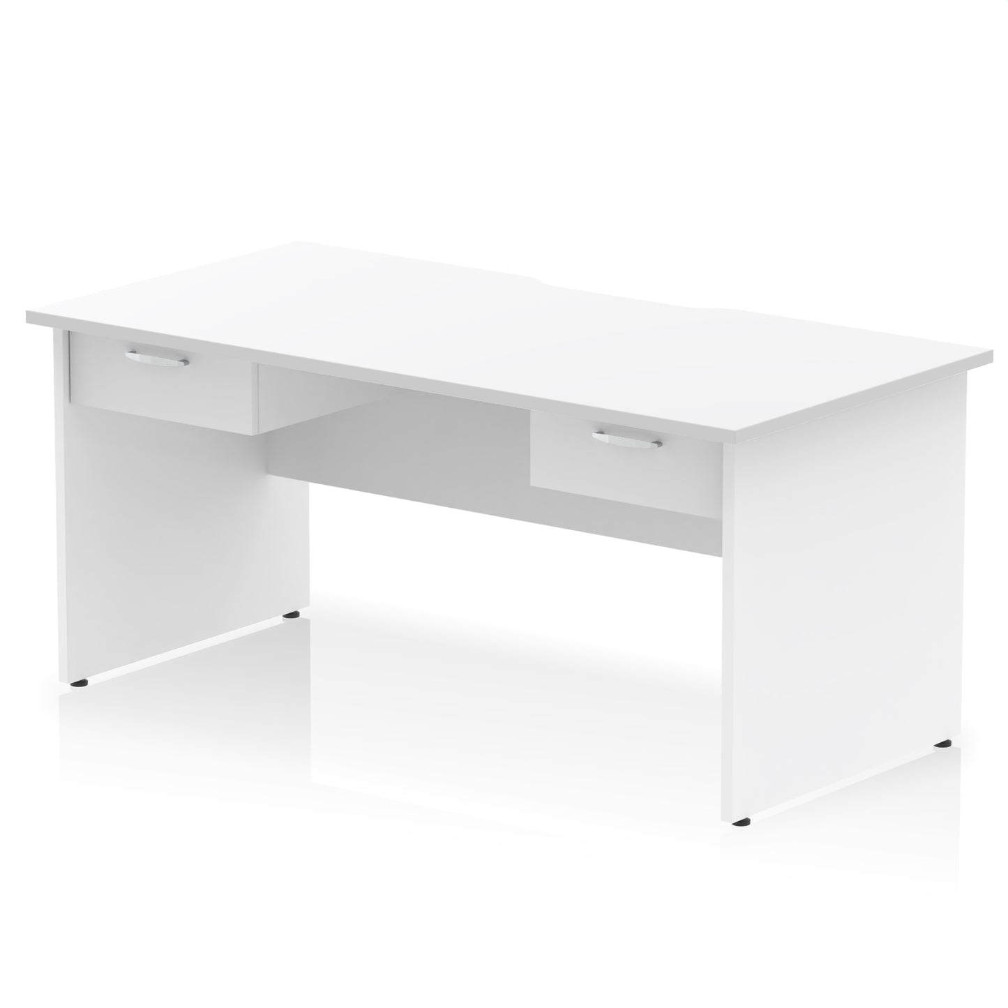 Impulse Scalloped Edge Panel End Straight Desk Frame With x2 One Drawer Fixed Pedestals - 1600mm