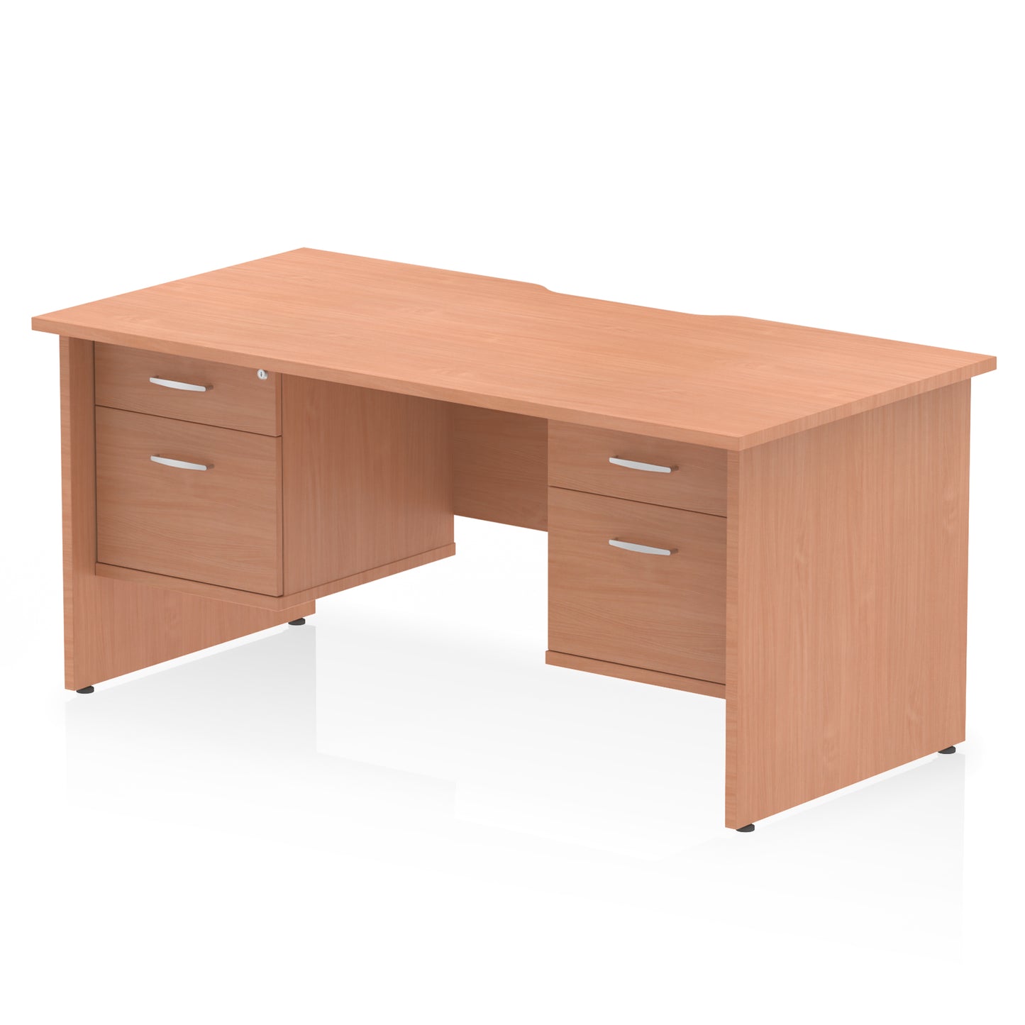 Impulse Scalloped Edge Panel End Straight Desk With Two Fixed Pedestal - 1600mm - Multiple Colour Options