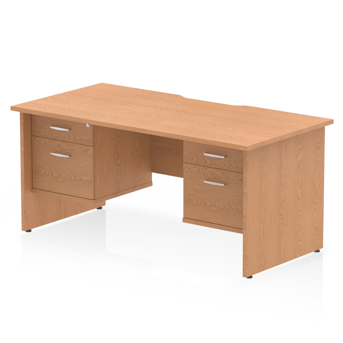Impulse Scalloped Edge Panel End Straight Desk With Two Fixed Pedestal - 1600mm - Multiple Colour Options