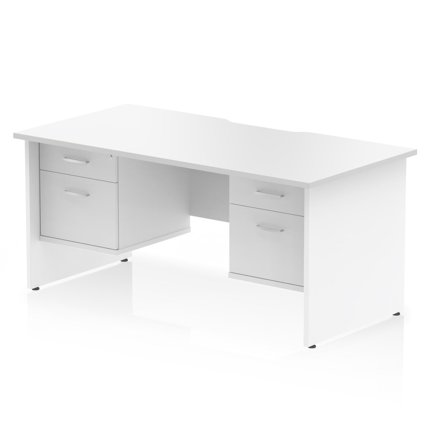 Impulse Scalloped Edge Panel End Straight Desk With Two Fixed Pedestal - 1600mm - Multiple Colour Options