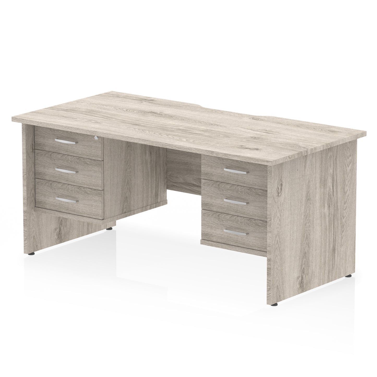 Impulse Scalloped Edge Panel End Straight Desk With Two Fixed Pedestal - 1600mm - Multiple Colour Options