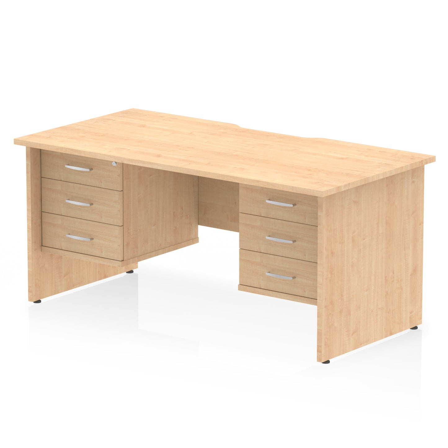 Impulse Scalloped Edge Panel End Straight Desk With Two Fixed Pedestal - 1600mm - Multiple Colour Options