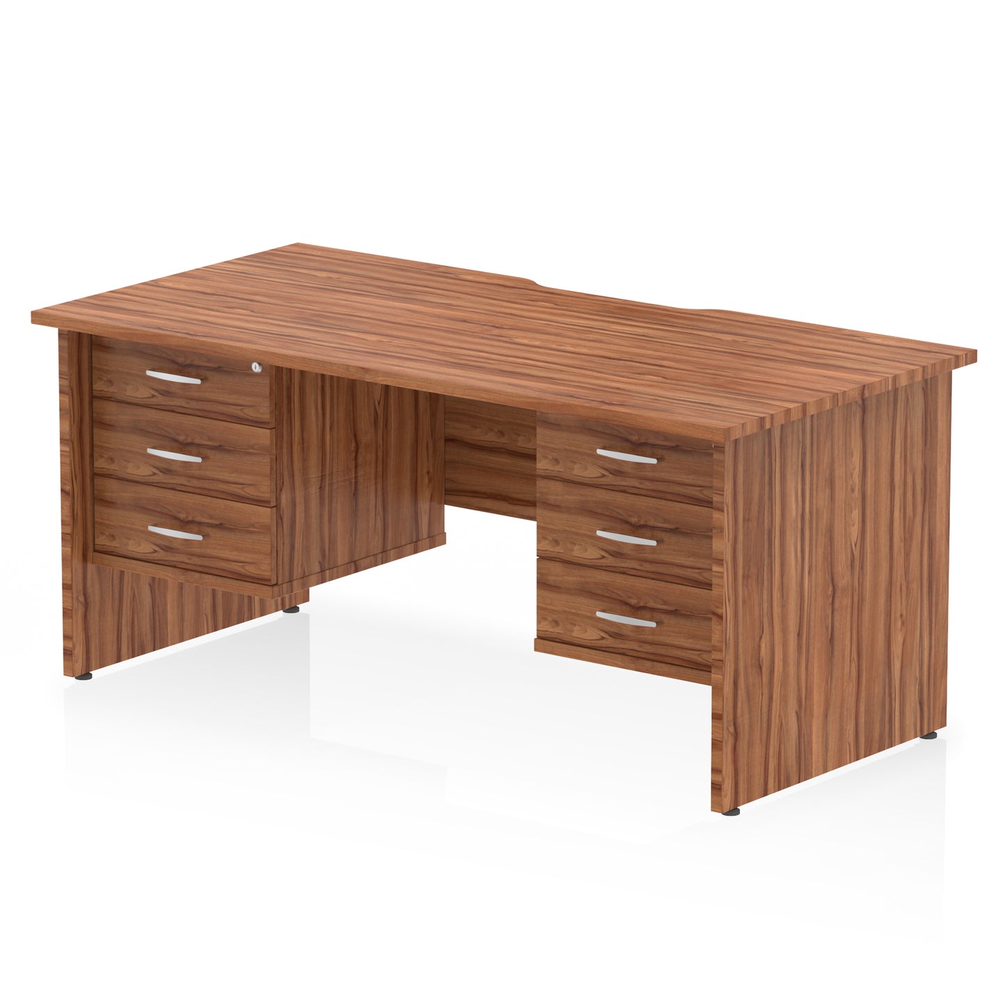 Impulse Scalloped Edge Panel End Straight Desk With Two Fixed Pedestal - 1600mm - Multiple Colour Options