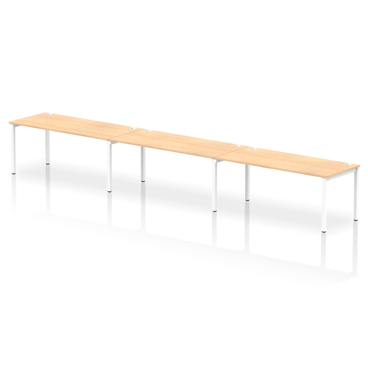 Impulse Single Row Bench Desk - 3 Person - 3600mm, 4200mm, 4800mm, 5400mm - Multiple Colour Options