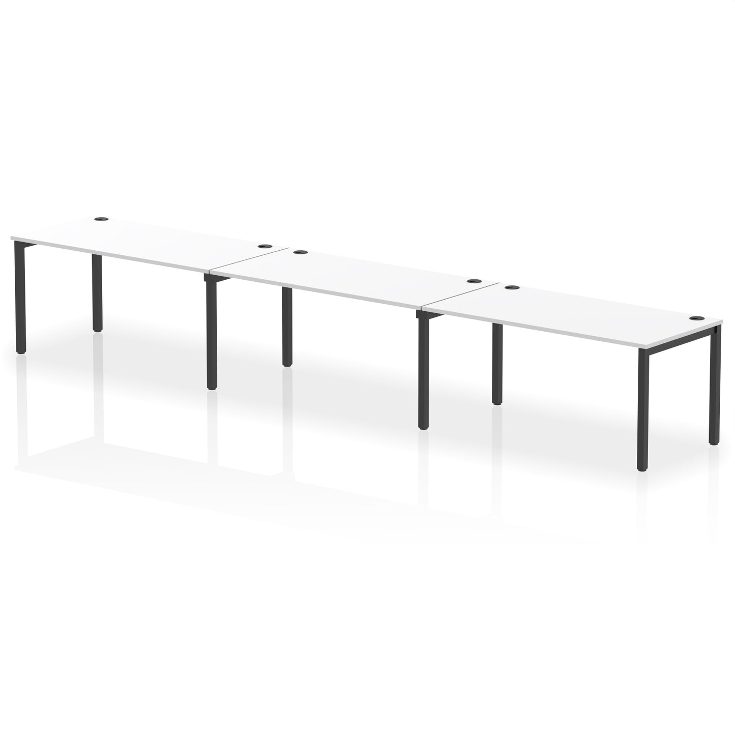 Impulse Single Row Bench Desk - 3 Person - 3600mm, 4200mm, 4800mm, 5400mm - Multiple Colour Options