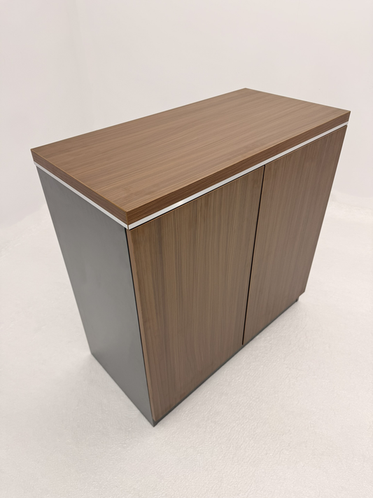 Modern Executive Walnut Two Door Storage Cupboard - 800mm - PM02-S0508