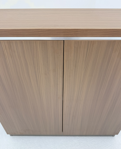 Modern Executive Walnut Two Door Storage Cupboard - 800mm - PM02-S0508