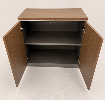 Modern Executive Walnut Two Door Storage Cupboard - 800mm - PM02-S0508