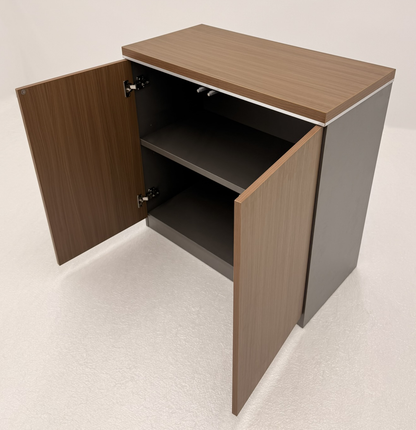 Modern Executive Walnut Two Door Storage Cupboard - 800mm - PM02-S0508