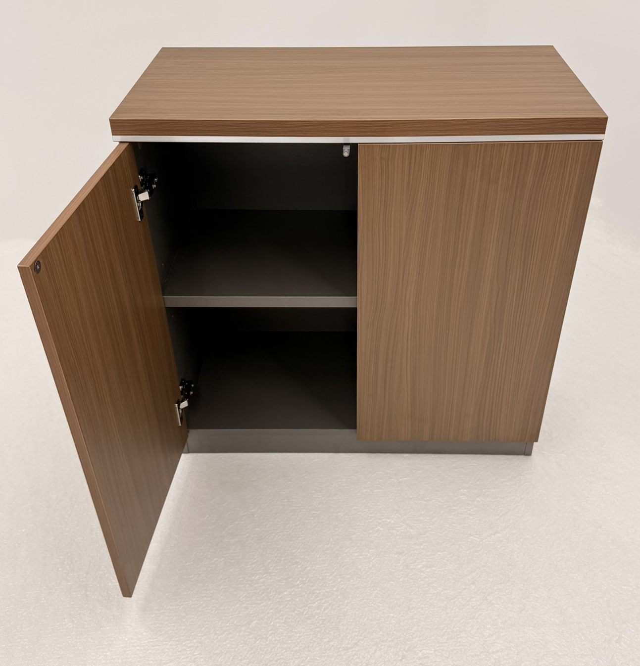 Modern Executive Walnut Two Door Storage Cupboard - 800mm - PM02-S0508