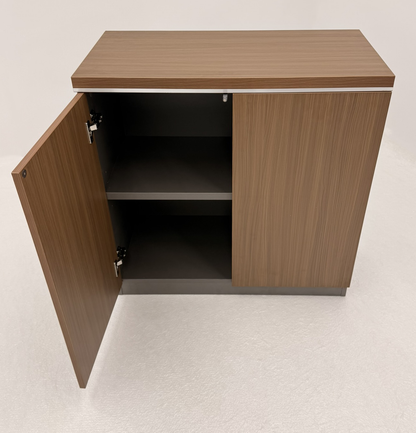 Modern Executive Walnut Two Door Storage Cupboard - 800mm - PM02-S0508