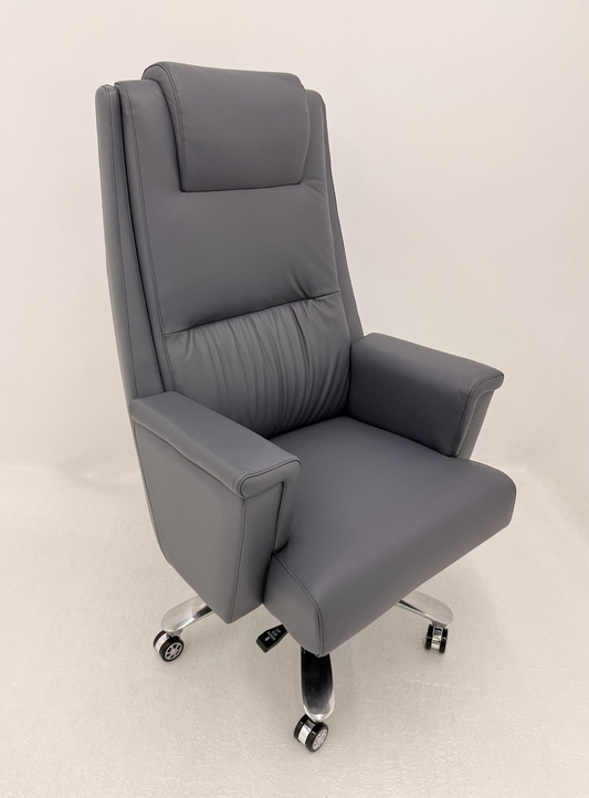 Genuine Hide Light Blue Leather High Back Executive Office Chair - KW-8618