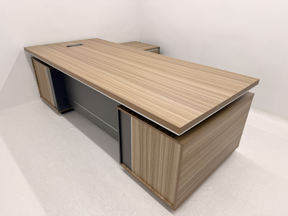 Modern Large Golden Oak Corner Executive Office Desk with Integrated Storage - 2400mm - PM02-D05