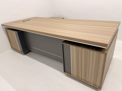 Modern Large Golden Oak Corner Executive Office Desk with Integrated Storage - 2400mm - PM02-D05