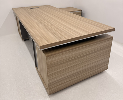 Modern Large Golden Oak Corner Executive Office Desk with Integrated Storage - 2400mm - PM02-D05