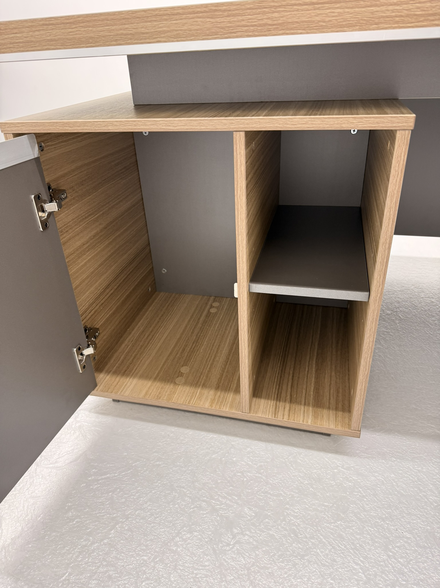 Modern Large Golden Oak Corner Executive Office Desk with Integrated Storage - 2400mm - PM02-D05